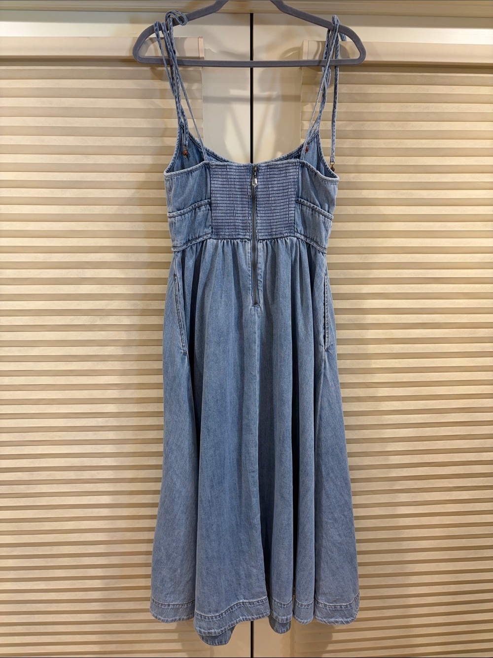 NWOT Zimmermann Light Blue Denim Midi Dress with Tie Straps, Size AU 2 = M - Picture 8 of 11